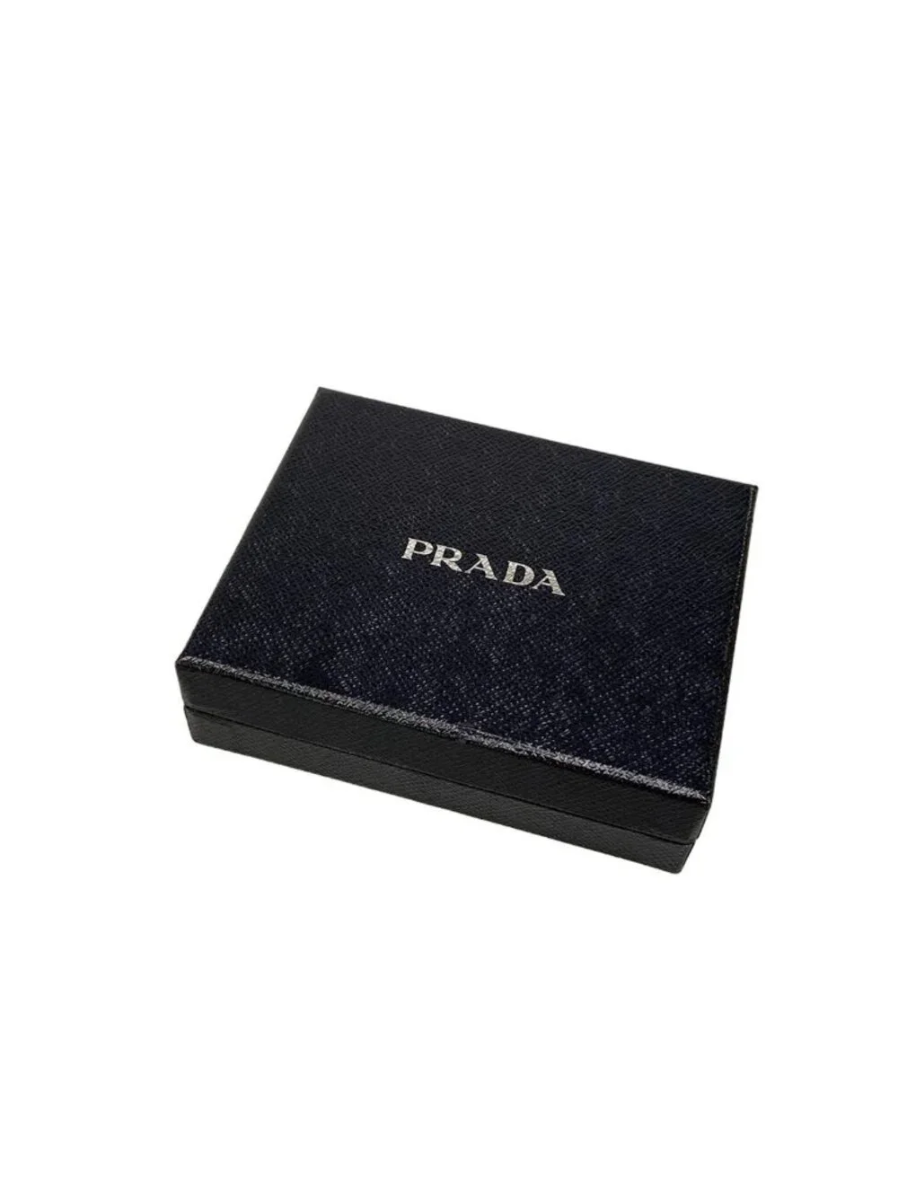 Prada Pouch Light Blue Black Drawstring Foldable Leather